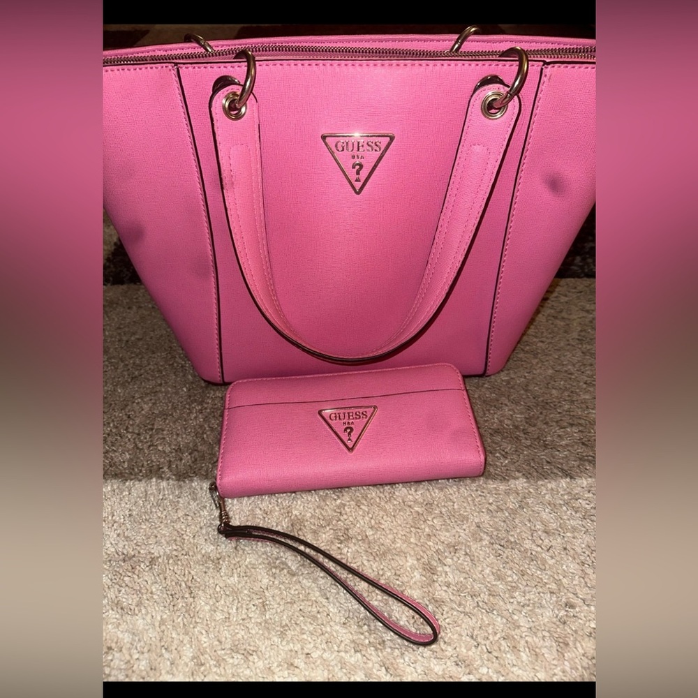 GUESS Pink Women's Tote Bag and Wallet Set